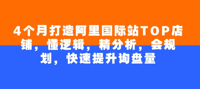 4个月打造阿里国际站TOP店铺，懂逻辑，精分析，会规划，快速提升询盘量-多木