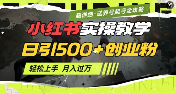 2月小红书最新日引500+创业粉实操教学【超详细】小白轻松上手，月入1W+，附小红书养号起号SOP-多木