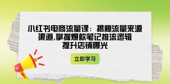 小红书电商流量课：揭秘流量来源渠道,掌握爆款笔记推流逻辑,提升店铺曝光-多木